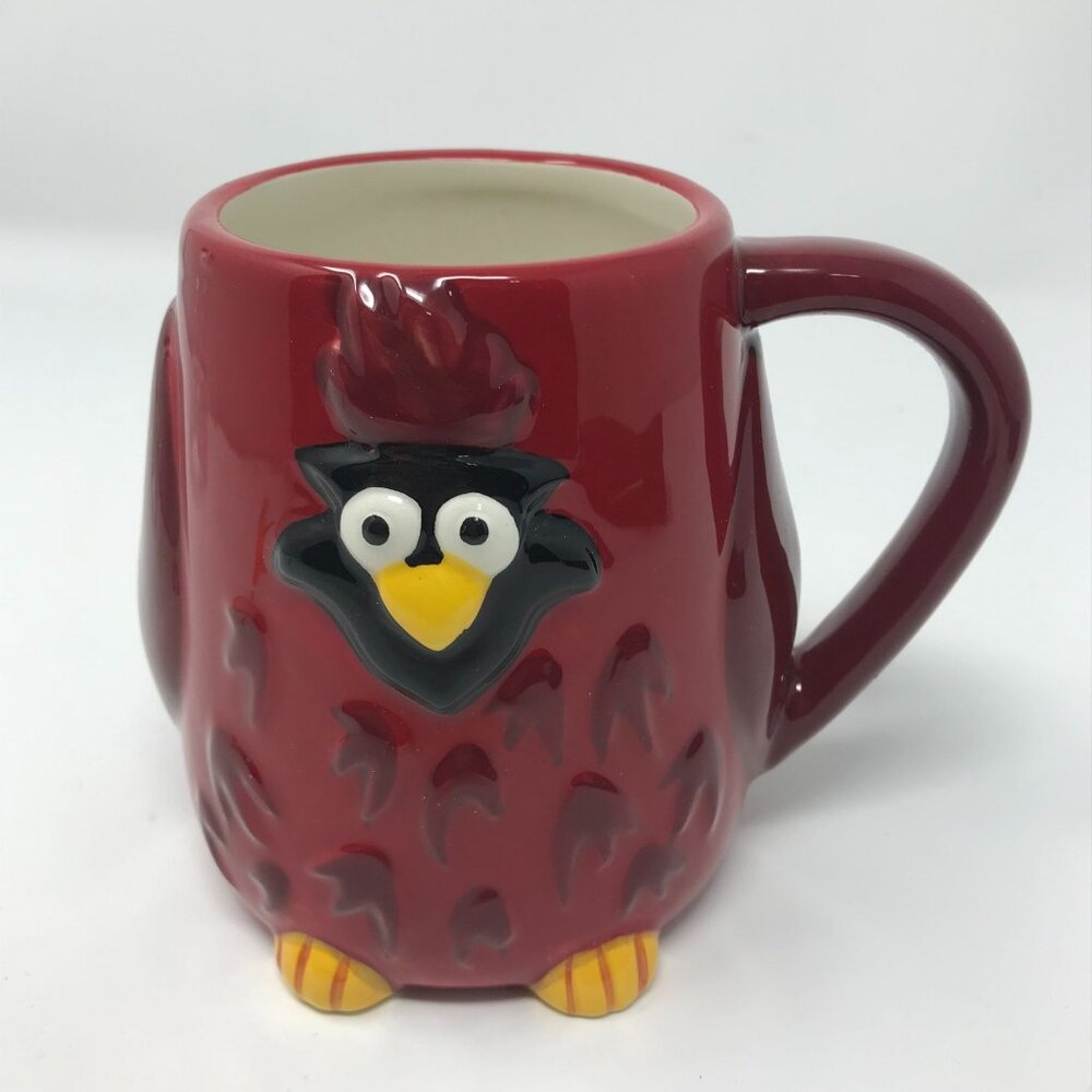 TAG Red Cardinal Bird Angry Bird Rooster 3D Embossed Coffee Cup Mug